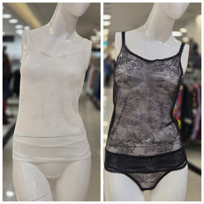 4층 비비안 소프트한 레이스 올오버 레이스로 심플한 디자인에 레이스 디테일 올레이스 시스루 여성 스트랍 런닝 RU7386