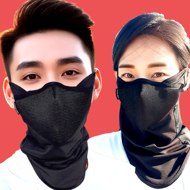 UV99.9% 자외선차단 여성 남성 골프 등산 자전거 스포츠 러닝 마스크 얼굴 햇빛 가리개, 쉴드마스크 블랙(4계절용), 1개, 남여공용 A형(귀닫힘)