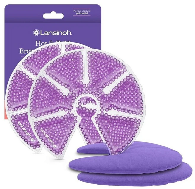 Lansinoh 부드러운 커버가 있는 유방 테라피 팩 핫 및 콜드 가슴 패드 산후 완화 엄마를 위한 모유 수유 필수품 2팩, 1 - 쿠팡