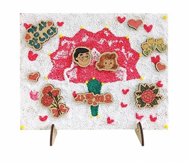 볼클레이 우드 펜던트 카네이션 액자 1인세트 어버이날 스승의날 diy 만들기 키트 교구 단체 부모님 선물, 단품