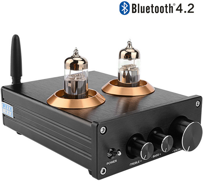 호환 AIYIMA 스테레오 버퍼 6J5 업그레이드 6J1 블루투스 4.2 튜브 프리앰프 하이파이 트레블 베이스 톤 조, BT 4.2 no power 2, 04 BT 4.2 no power