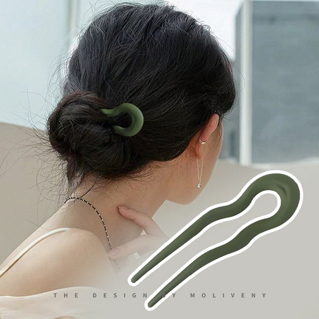 아세테이트 복고 비녀 U자 뒤꽂이 한복 혼주 전통 헤어 악세서리