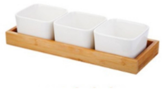 손님상차림 타원형 서빙 플레이트 나무트레이 대접시, 플라라 서빙 플레이트 정사각3P (C103), 1개