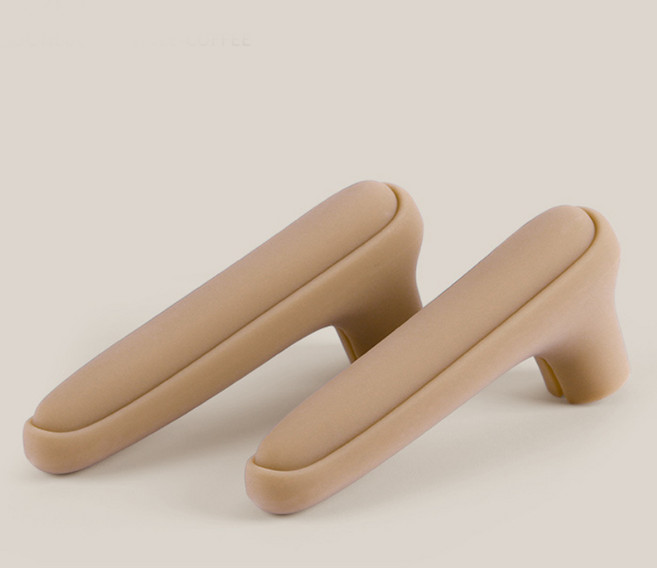 정전기 방지 폼폼 실리콘 일자형 손잡이 커버 문고리 현관문, 브라운, 2개