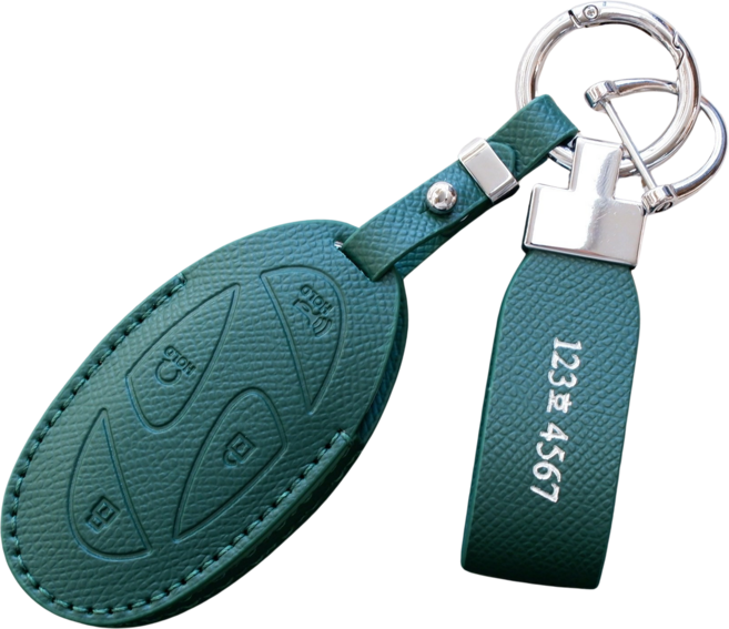 (무료각인)트니르 현대 호환 더올뉴 팰리세이드 더뉴투싼nx4 디올뉴싼타페mx5 쏘나타디엣지 더뉴아반떼cn7 올뉴코나sx2 그랜저gn7 아이오닉 전용 스마트 차 키케이스 가죽, 현대K타입(7버튼), 그린