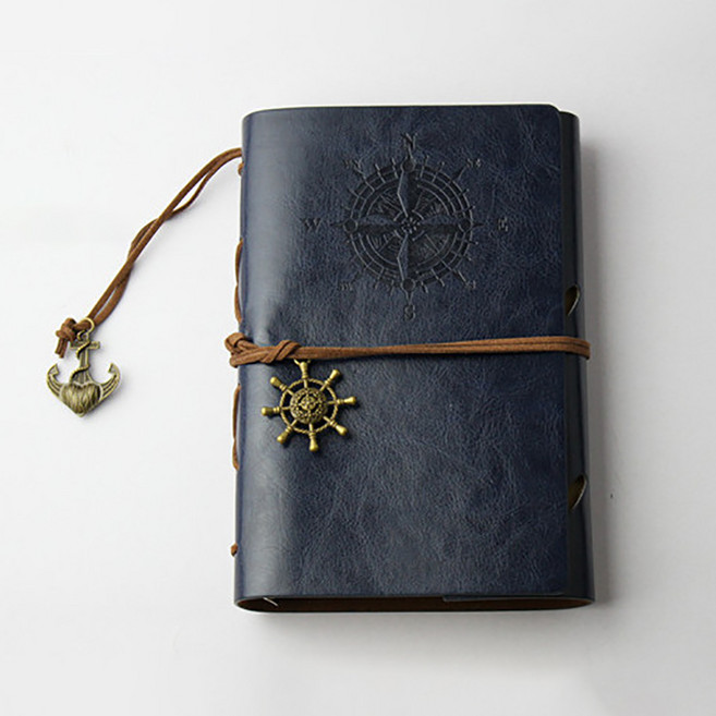 라라티나 레베카 데일리 감성 빈티지 가죽 커버 가볍고 작은 다이어리, 네이비