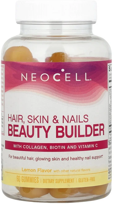 NeoCell 모발 피부 및 손발톱 Beauty Builder 구미젤리 레몬 구미젤리 60개, NeoCell모발피부및손발톱BeautyBuilder구미 - 쿠팡