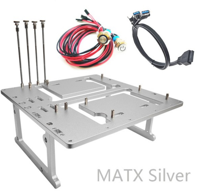 오픈 에어 테스트 벤치 PC 케이스 미니 ITX MATX ATX PC 프레임 USB 3.0 수냉 팬 DIY 모드 오버클러킹 H, 03 MATX silver, 1개