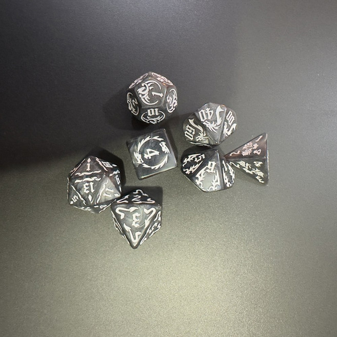 7 개/대 새로운 패턴 DND 주사위 세트 D4 D6 D8 D10 D12 D20 TRPG Dungeons & Dragons 보드 게임용 다면, 7pcs of black, 1개