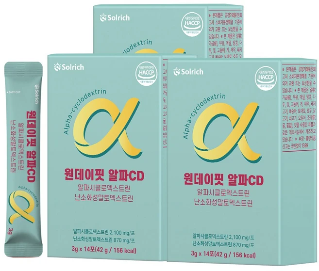솔리치 원데이핏 알파CD 알파시클로덱스트린 난소화성말토덱스트린, 42g, 3개 - 쿠팡