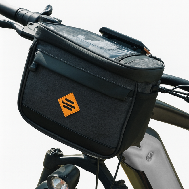 블루홀스 자전거가방 전동 킥보드 미니벨로 전기 자전거 핸들 핸들바 가방, 다크 그레이+블랙, 1개