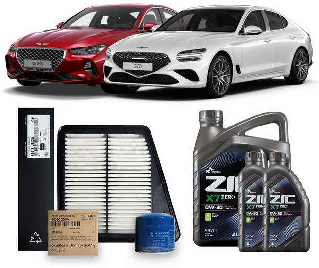 G70 가솔린(휘발유) 2.0 터보(17-20년식) 순정필터+지크합성유 6L, 1개