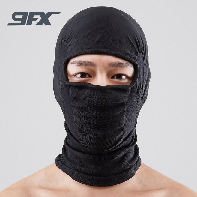 나인에프엑스 국산 4계절용 바라클라바 후드넥워머 마스크 4 in 1, 블랙