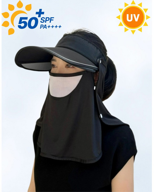 디한스 UV자외선차단 골프 스포츠 슬라이딩챙 탈부착 해빛차단모자, 블랙