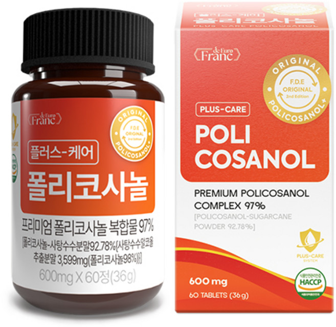 [정품] 플러스케어 폴리코사놀 117.6mg 1일 식약청 인증 해썹, 1개, 60정
