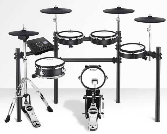 딩밍월드 전자드럼 페달 베이스 타악기 연습기 드럼패드 풋 페달 1개, AT-11 메쉬 3심벌+30W 블루투스 스피커