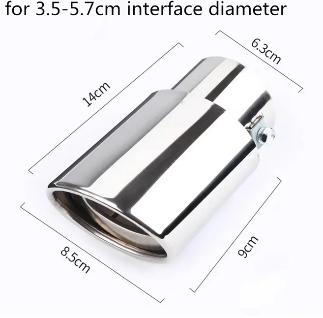 범용 자동차 배기 머플러 팁 스테인레스 스틸 파이프 크롬 트림 수정 된 후면 테일 목구멍 라이너 액세서리, [01] straight-silver, 1개