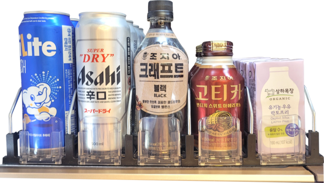 루미에르 냉장고 캔 음료 맥주 디스펜서 정리 자동정렬 트레이 5열 모던 핏, 블랙, 1개