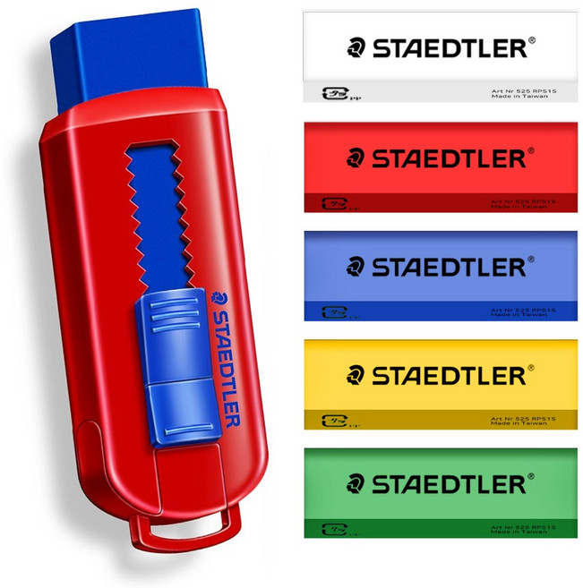 스테들러 525 PS1 슬라이딩 지우개 + 칼라리필 5p 세트, 레드블루, 1세트