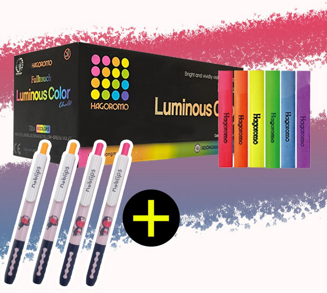 하고로모 풀터치 탄산형광분필 6색 혼합 72본 FK729L-6L 분필세트 선생님분필 +노블립스 형광펜 증정