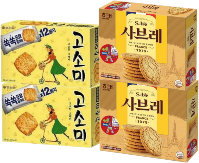 <꾼들>고소한 과자 세트 (고소미216g x2 +사브레252g x2) + 과자1세트 + 보리건빵 1, 1개, 216 g, 252 g