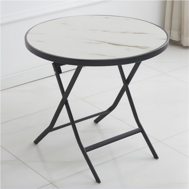 접이식 라운드 테이블 소형 주택용 접이식 식탁, 4인용, 화이트