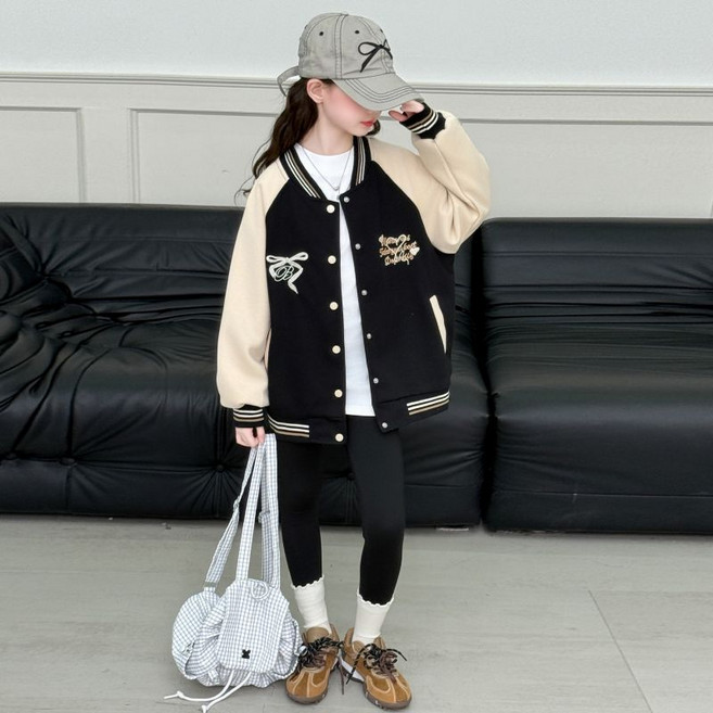 루비키즈 주니어 남아 여아 봄 가을 간절기 캐주얼 배색 바시티 점퍼 F126