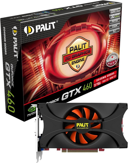 팰릿 지포스 GTX 460 소닉 2GB 256비트 GDDR5 x16 HDCP 지원 Fermi PCI Express 2.0 비디오 카드 NE5X460SF1142