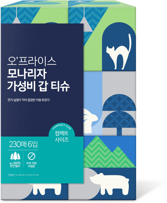오프라이스 모나리자 가성비 갑 컴팩트티슈 230매*6입, 6개입, 1개