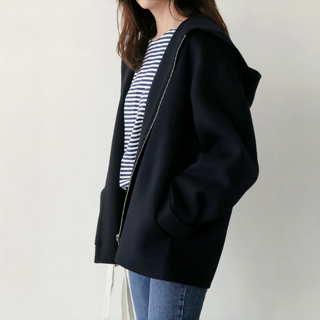 8위 - 여성 봄 가을 고급 캐주얼 코트 데일리룩 루즈핏 집업 후드 재킷 코트