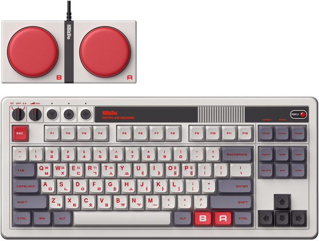 국내정발 8BitDo 레트로 키보드 Retro Mechanical Keyboard [M N C64 F], N한글, 그레이, 백축