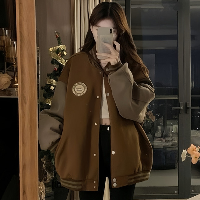 스타일닥터 데일리룩 가을 자켓 루즈핏 여성자켓 패션 야구점퍼 빅사이즈 클래식 블루종