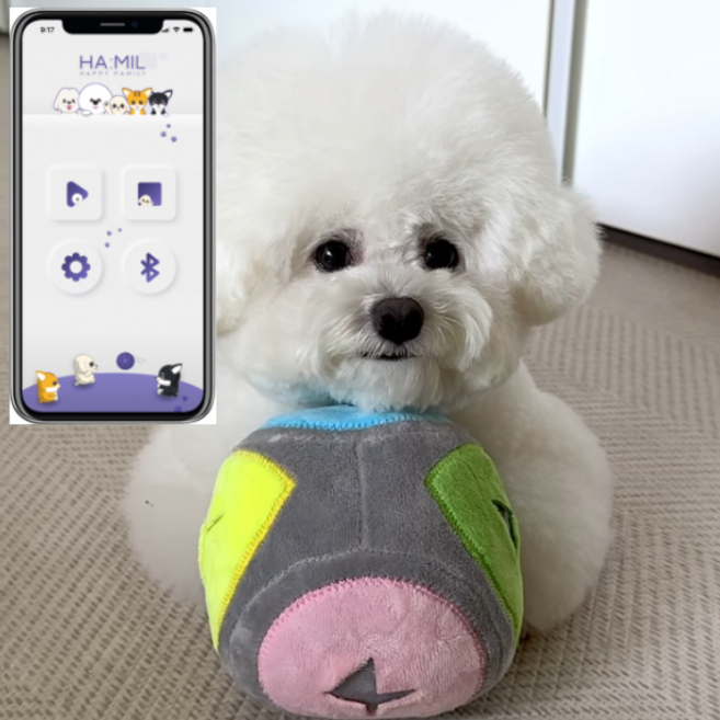 해밀펫 블루투스 점핑볼 강아지 움직이는 장난감 노즈워크, 1개, 혼색
