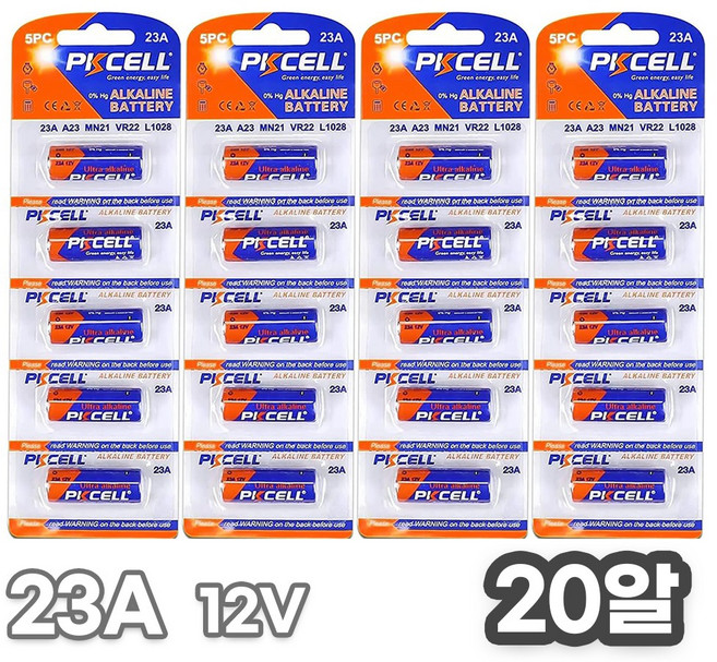 PKCELL 건전지 23A 12V 5알 1팩 알카라인, 5개입, 4개