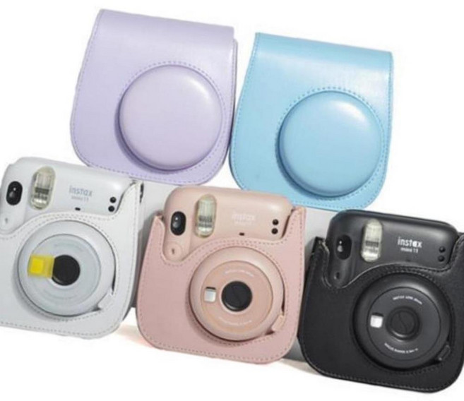 인스탁스 미니11 가죽 케이스 가방 폴라로이드 카메라 가방 케이스, 퍼플, 1개