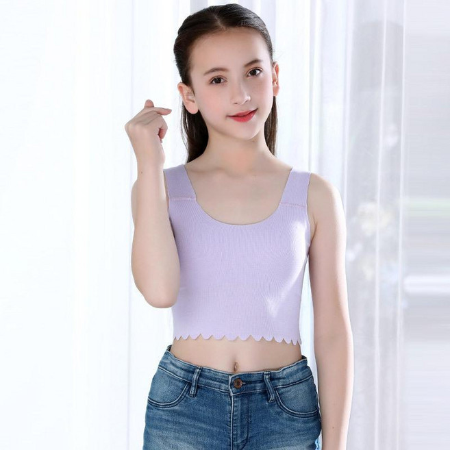 【洁白】女童裝內衣發育期小學初中生莫代爾棉內穿兒童文胸少女孩吊帶 背心