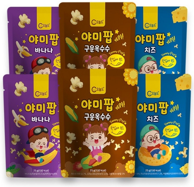 오늘도 아기간식 야미팝, 90g, 2세트, 혼합맛(구운옥수수/치즈/바나나)