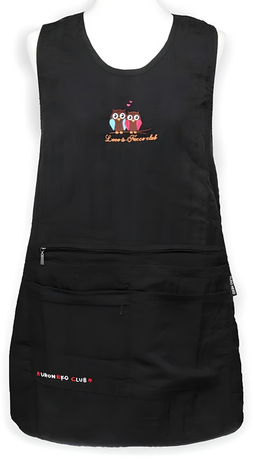 젤로조아 부엉이 원피스 앞치마 여성 식당 주방 미용실 에이프런, 블랙, 1개