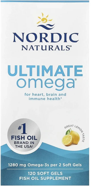 Nordic Naturals Ultimate Omega 레몬 1280mg 소프트젤 120정(소프트젤당 640mg), 1개, 120정 - 쿠팡