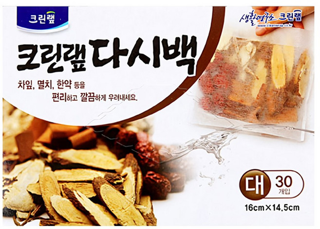 크린랩 다시백 대(L) 30매입 티백 육수팩 국물백 멸치육수, 1개