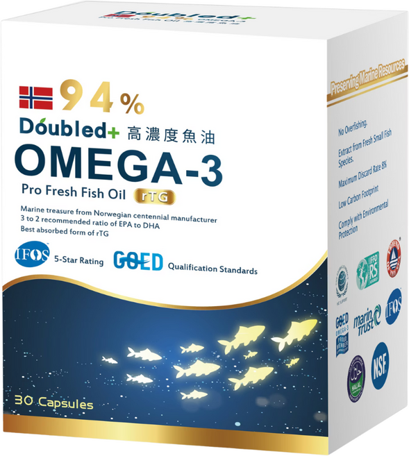Doubled+ 倍鮮 Omega-3高濃度魚油, 1個, 30顆