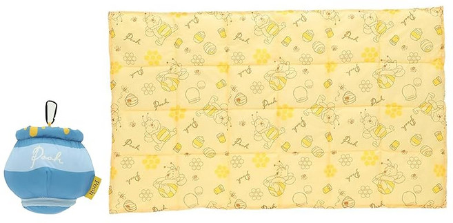 둥근 진 파우치가 포함된 담요 디즈니 곰돌이푸우 푸우 허니비 옐로우 담요 파우치 포함 귀여운 보송보송 미트 원단 세련 방한용품 2245036000