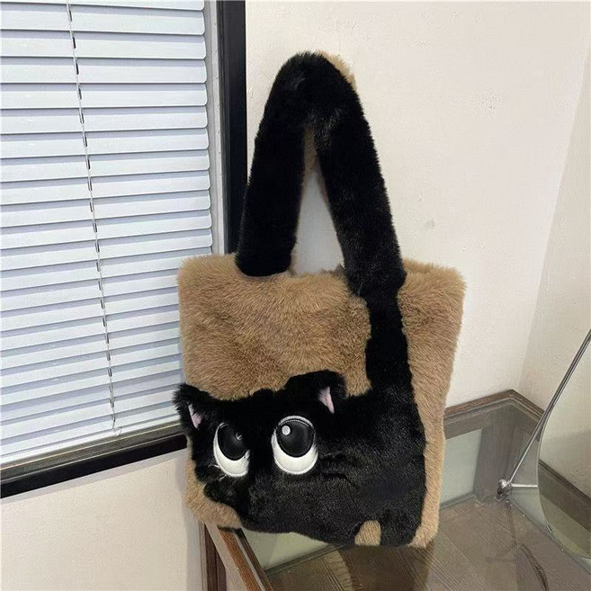 毛絨貓咪造型托特包