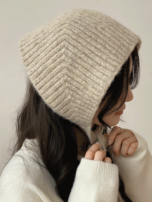 키메라제이 리프삼각 니트 헤어 커치프 두건 스카프 귀도리 4color