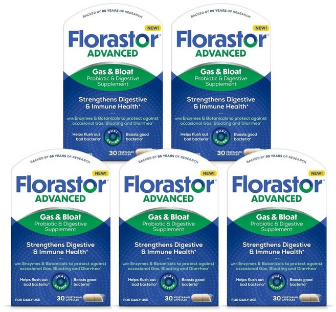 플로라스토 어드밴스드 개스 앤 블로트 프로바이오틱 다이제스티브 효소 캡슐, 5개 - 쿠팡