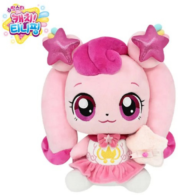 슈팅스타 캐치티니핑 시즌5 스타 하츄핑 오로라핑 빛나핑 초롱핑 빤짝핑 깡총핑 고마핑 뽀송핑 여우핑 캐릭터 봉제 애착 인형, 시즌5 스타하츄핑 중형, 1개, 28cm