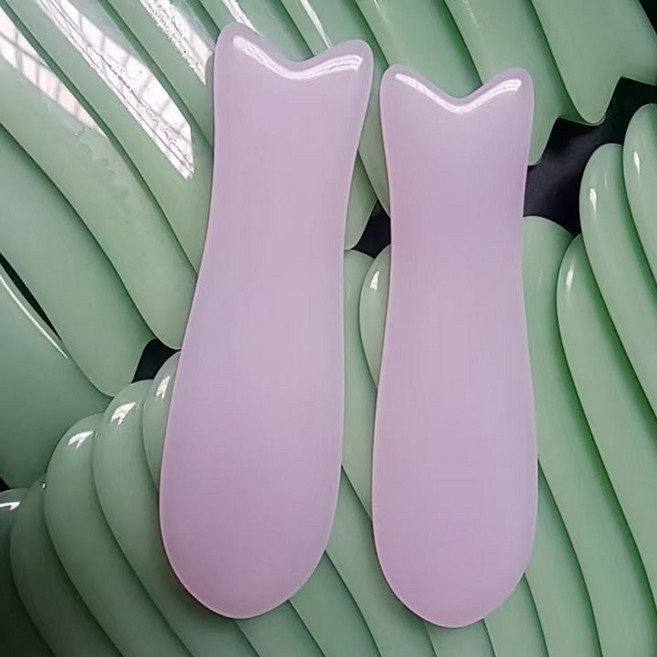 白玉 美容 刮痧板 面部 臉部 撥筋 提拉 按摩刮板 玉石刮臉板, 1個, 如圖所示