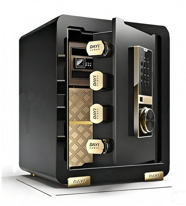 ANYOU 가정용 금고 지문인식 비밀번호 잠금 사무실 소형 방도함, 블랙 키높이