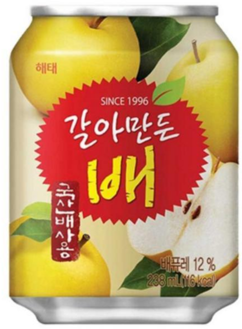 해태 갈아만든 배 캔 X12ea 음료수종류 자취꿀템 HyC마켓, 238ml
