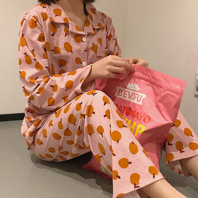 아스페르제 토마토 긴팔 핑크 여성잠옷 홈웨어